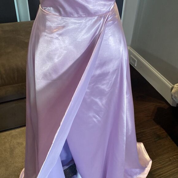 Women’s Purple Full Length Prom Party Dress with Criss Cross Back Ties Size 2 - Picture 3 of 10